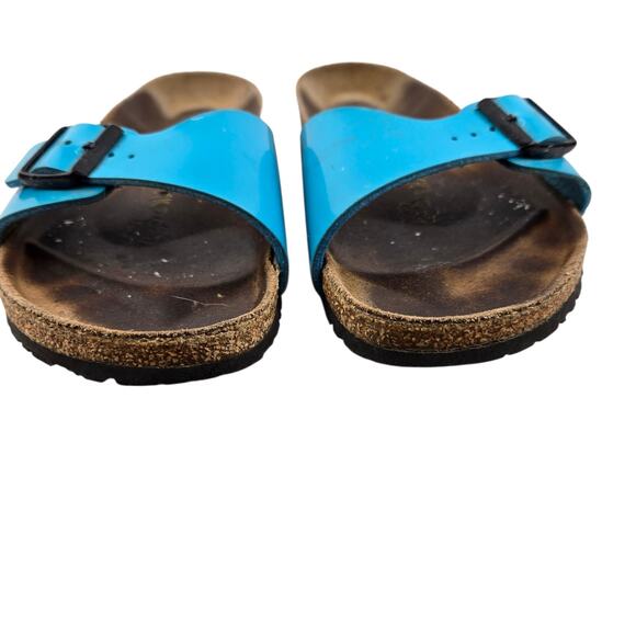 Birkenstock Madrid Slide Sandals Womens 10 10.5 (41) Turqoise Blue Birko Flor - Picture 4 of 13